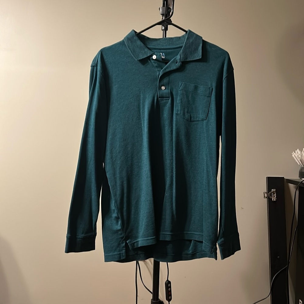 Croft and Barrow Medium Green Long Sleeve Polo - Great Condition